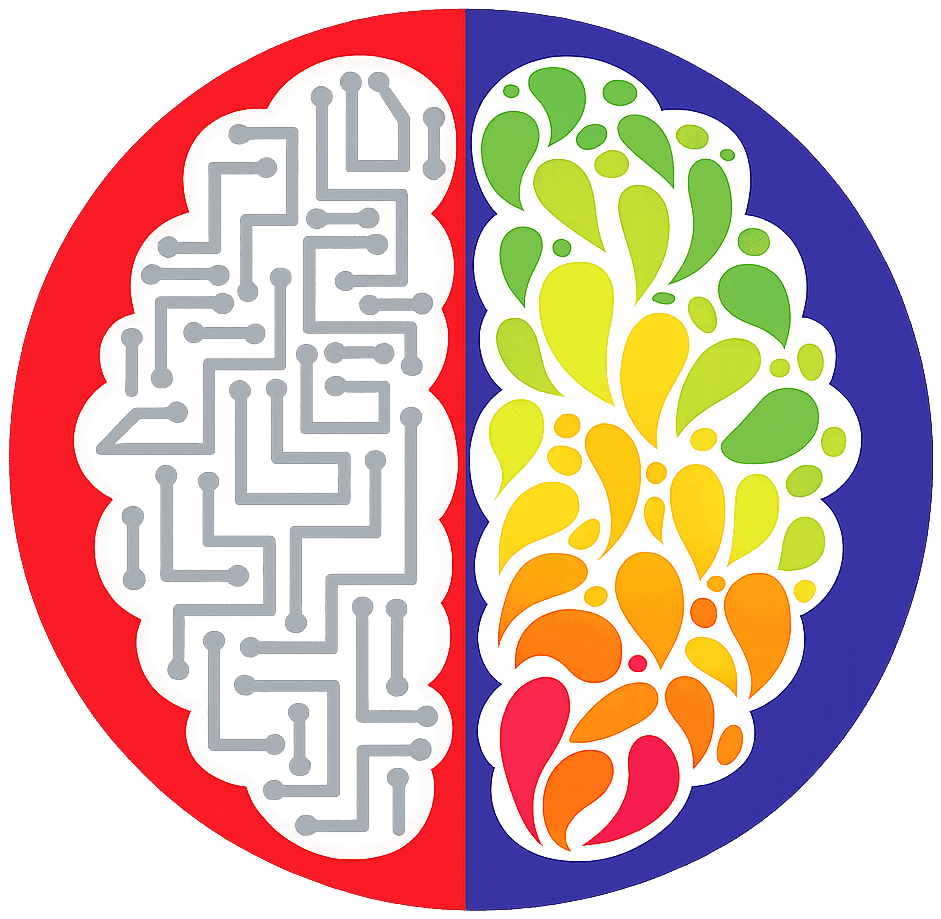 Left brain and right brain, illustrating logical and creative hemispheres